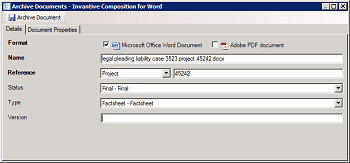 Invantive Composition opslaan gepubliceerd document in uw Document Management Systeem